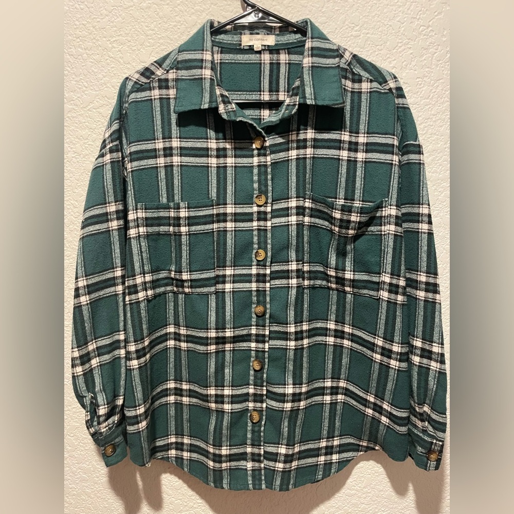 Green Plaid Button-Up Shirt by No comment